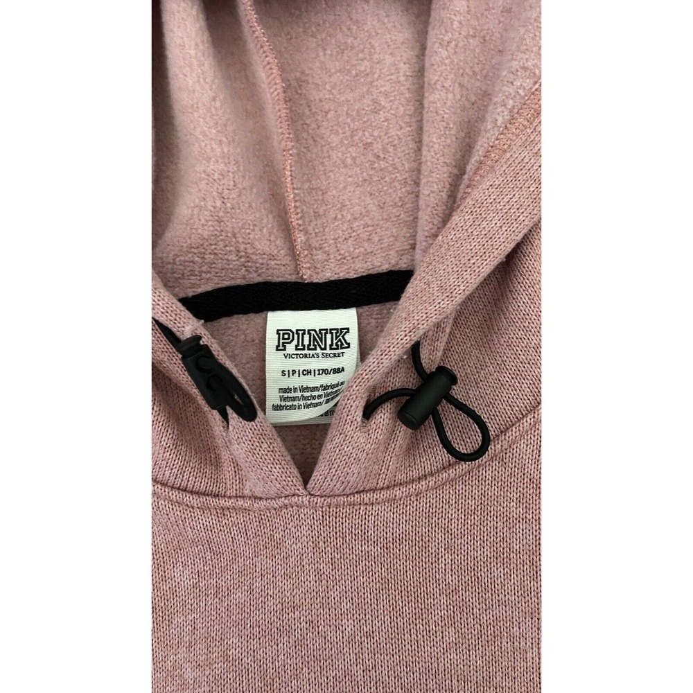PINK Victoria's Secret Womens Sweatshirt Small Pink Cropped Hoodie Logo Pullover - Picture 4 of 8